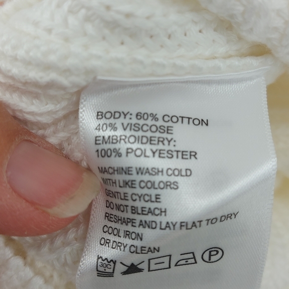 Tommy Bahama Breezy Palm Embroidered White Cotton Sweater Size Medium - Picture 6 of 7